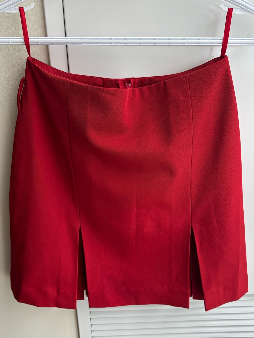 Red Women's Mini Skirt with Front Slits